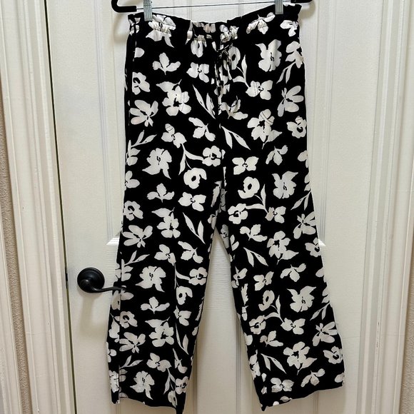 Jules & Leopold Summer Pants Women's Size M Floral Print Crop Wide Legs Flowy - Picture 1 of 15